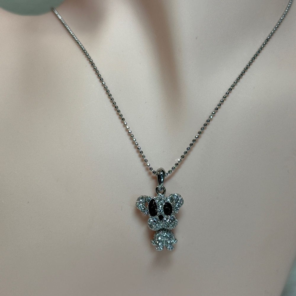 Silver and Black Puppy Necklace - Picture 3 of 5